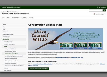 Drive-yourself-WILD-Screen-Shot-Vermont Conservation License Plate 2024-10-27-at-3.32.44-PM