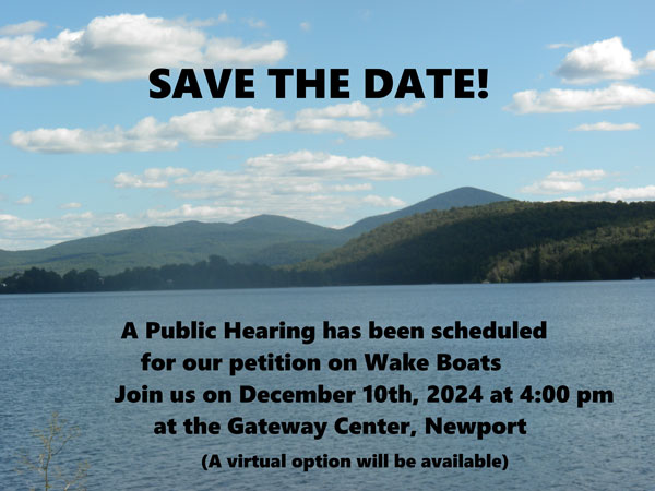 Save The Date Public Hearing on Wake Boats. December 10, 2024 at 4 PM